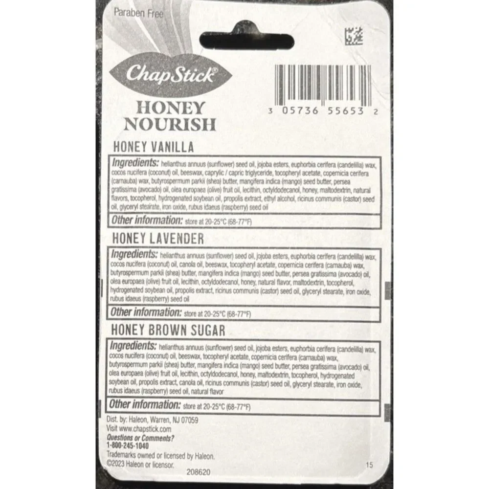 ChapStick Honey Nourish Shea Butter Honey Lavender Vanilla Brown Sugar 2 Pack